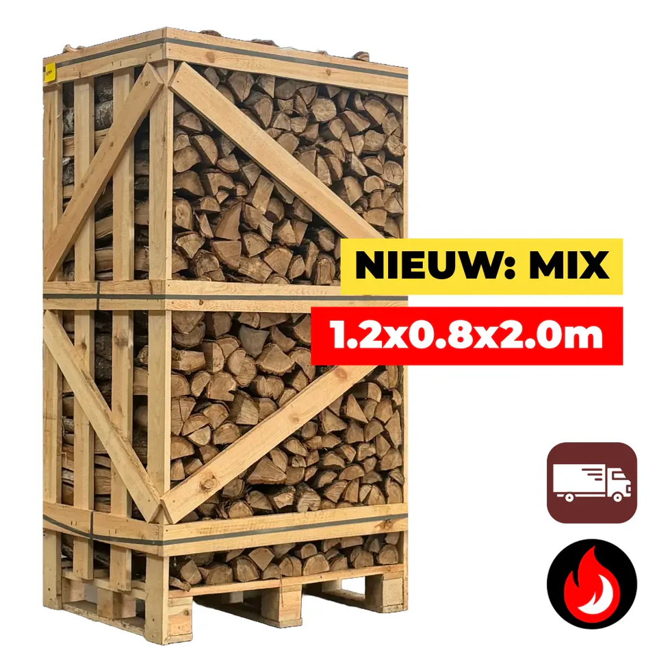 Grote Pallet Eiken/Berken Brandhout Mix